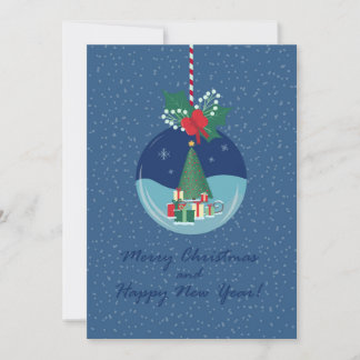 Frohe Weihnachten Ornamente Karte mit Baum und Ges