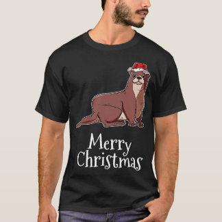 Frohe Weihnachten Otter Santas Hat Sea Otter T-Shirt