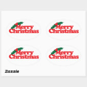 Frohe Weihnachten Ovaler Aufkleber (Blatt)