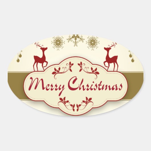 Frohe Weihnachten Ovaler Aufkleber (Vorderseite)