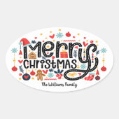 Frohe Weihnachten Ovaler Aufkleber (Vorderseite)