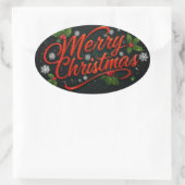 Frohe Weihnachten Ovaler Aufkleber (Tasche)