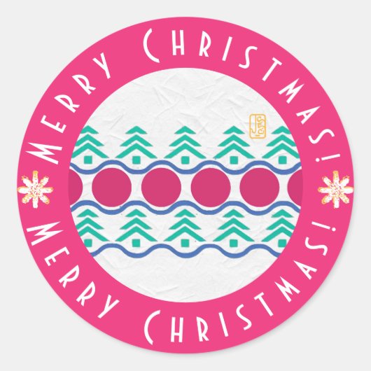 Frohe Weihnachten! "Over the River" Round-Aufklebe Runder Aufkleber (Vorderseite)