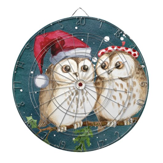 Frohe Weihnachten Owls Dartscheibe (vorne)