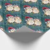 Frohe Weihnachten Owls Geschenkpapier (Ecke)