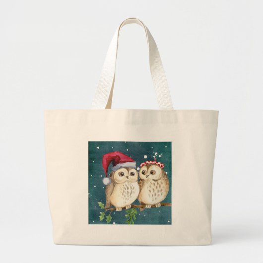 Frohe Weihnachten Owls Jumbo Stoffbeutel (Vorne)