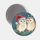 Frohe Weihnachten Owls Magnet (Vorderseite/Rückseite)