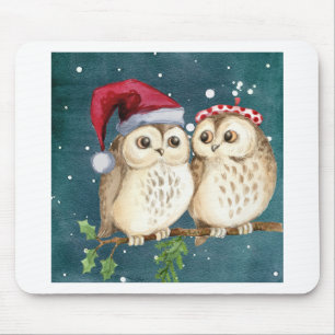 Frohe Weihnachten Owls Mousepad
