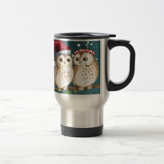 Frohe Weihnachten Owls Reisebecher (Rechts)