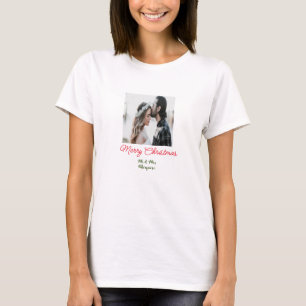 Frohe Weihnachten Paar Foto Namen hinzufügen glück T-Shirt