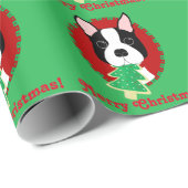 Frohe Weihnachten! Packpapier Bostons Terrier (Rolleneckpunkt)