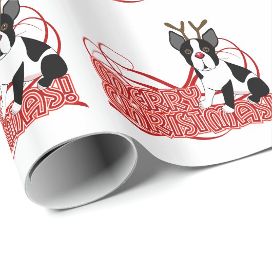 Frohe Weihnachten! Packpapier Bostons Terrier (Rolleneckpunkt)