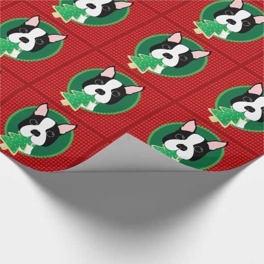 Frohe Weihnachten! Packpapier Bostons Terrier (Ecke)