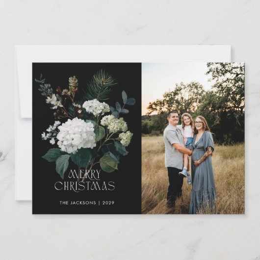 Frohe Weihnachten Painterly Hydrangea Holiday Desi (Vorderseite)