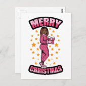 Frohe Weihnachten Pajama Melanin X-mas Sweater Sis Postkarte (Vorne/Hinten)