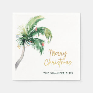 Frohe Weihnachten Palme Baum Familien Feiertag Pap Serviette