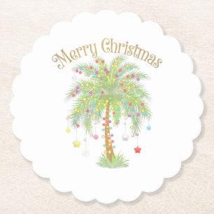 Frohe Weihnachten Palme Baum Licht Neues Jahr Trop Untersetzer