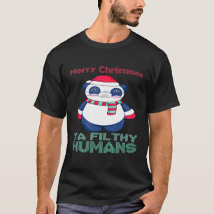 Frohe Weihnachten Panda Bären Gesicht Maske Panda  T-Shirt