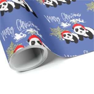 Frohe Weihnachten Panda Bears Snowflake Niedliches Geschenkpapier