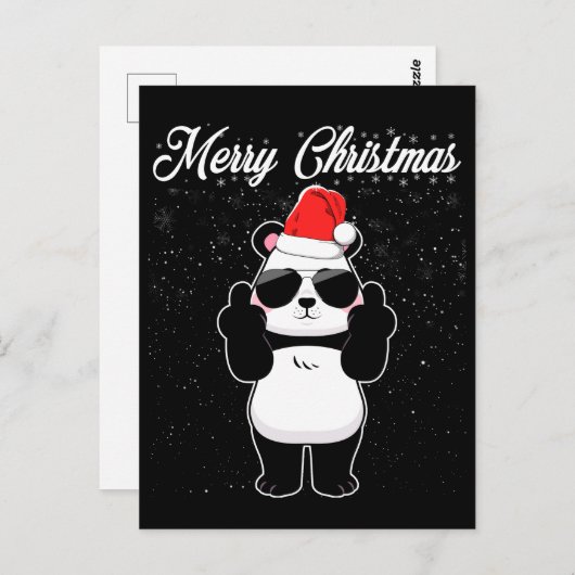 Frohe Weihnachten Panda Middle Finger Rude Xmas Ug Postkarte (Vorne/Hinten)
