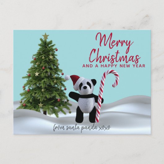 Frohe Weihnachten Panda Urlaub Postkarte (Vorderseite)