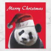 Frohe Weihnachten Panda Weinetikett (Einzelnes Label)
