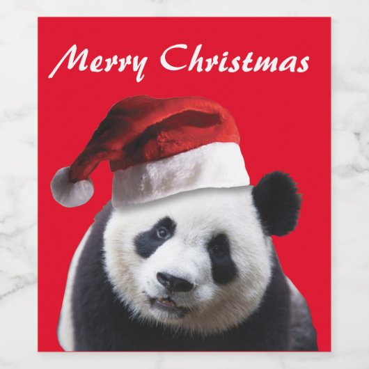 Frohe Weihnachten Panda Weinetikett (Einzelnes Label)