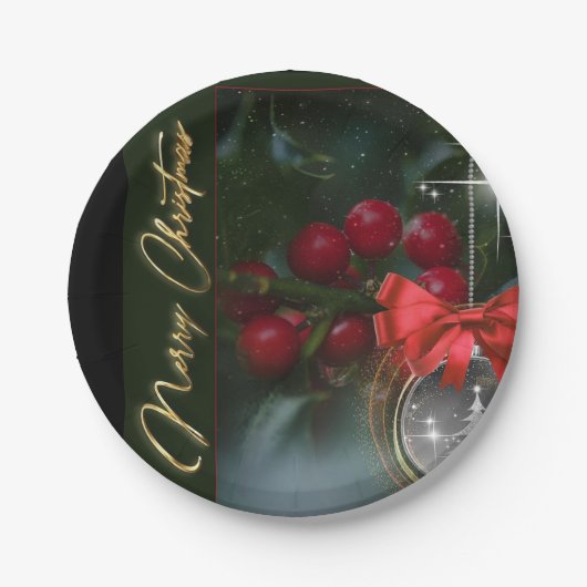 Frohe Weihnachten Papier Teller (Vorderseite)