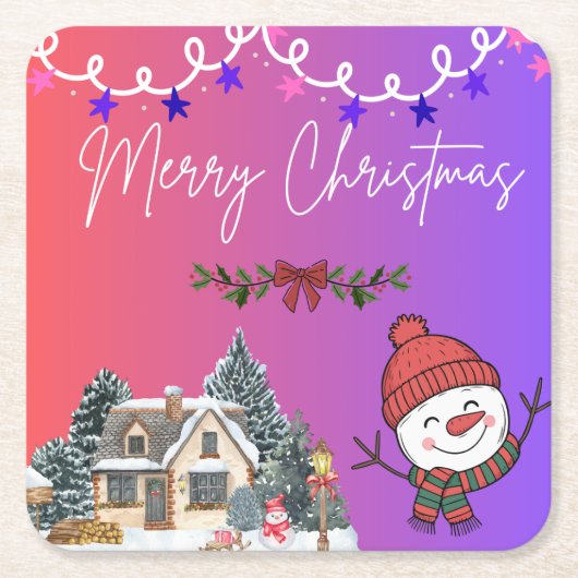 Frohe Weihnachten Papier Untersetzer (Vorderseite)