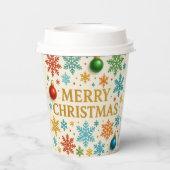 Frohe Weihnachten Papiertassen. Pappbecher (Rückseite)