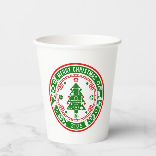 Frohe Weihnachten Pappbecher (Vorderseite)