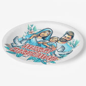 Frohe Weihnachten Pappteller (Schrägansicht)