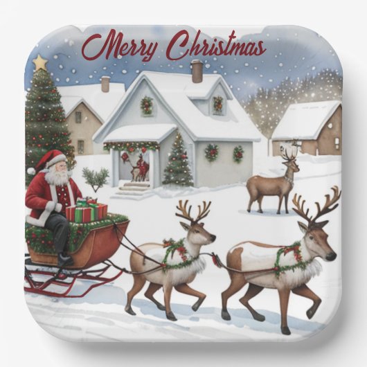 Frohe Weihnachten Pappteller (Vorderseite)