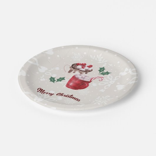 Frohe Weihnachten Pappteller (Schrägansicht)