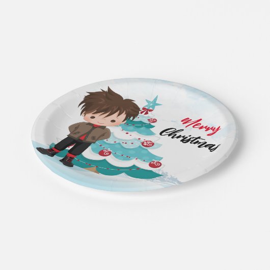 Frohe Weihnachten Pappteller (Schrägansicht)