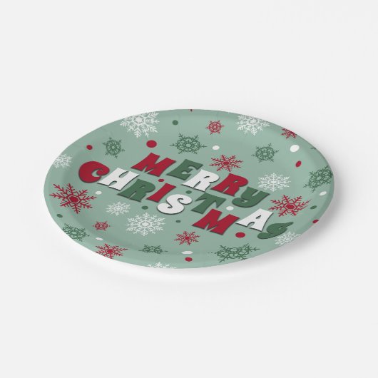 Frohe Weihnachten Pappteller (Schrägansicht)