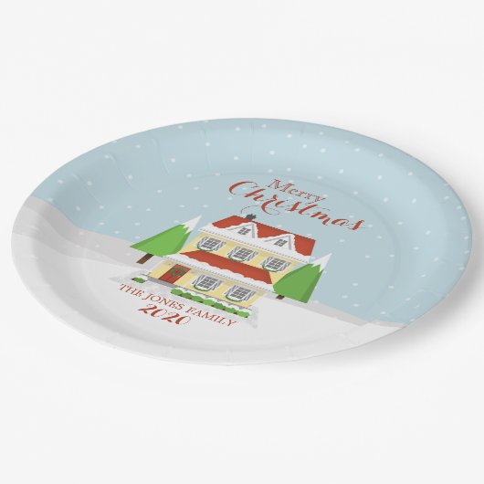 Frohe Weihnachten Pappteller (Schrägansicht)