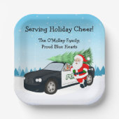 Frohe Weihnachten PD Polizeibeamter Santa Cop Auto Pappteller (Vorderseite)