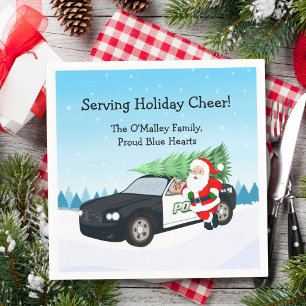 Frohe Weihnachten PD Polizeibeamter Santa Cop Auto Serviette