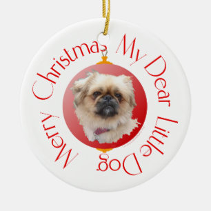 Frohe Weihnachten Pekinese Keramikornament