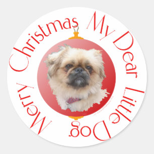 Frohe Weihnachten Pekinese Runder Aufkleber