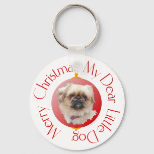 Frohe Weihnachten Pekinese Schlüsselanhänger