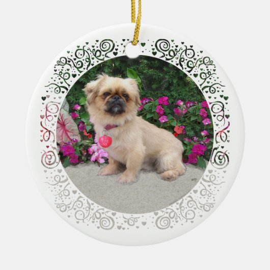 Frohe Weihnachten Pekingese Keramik Ornament (Vorne)