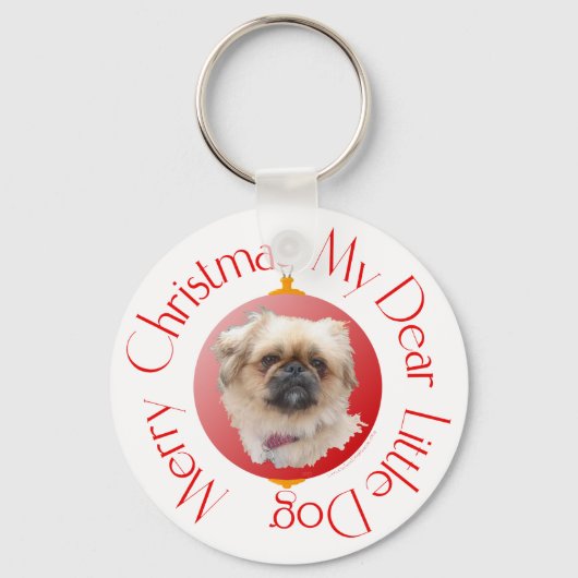 Frohe Weihnachten Pekingese Schlüsselanhänger (Vorderseite)