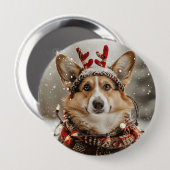 Frohe Weihnachten Pembroke Welsh Corgi Dog Button (Vorne & Hinten)
