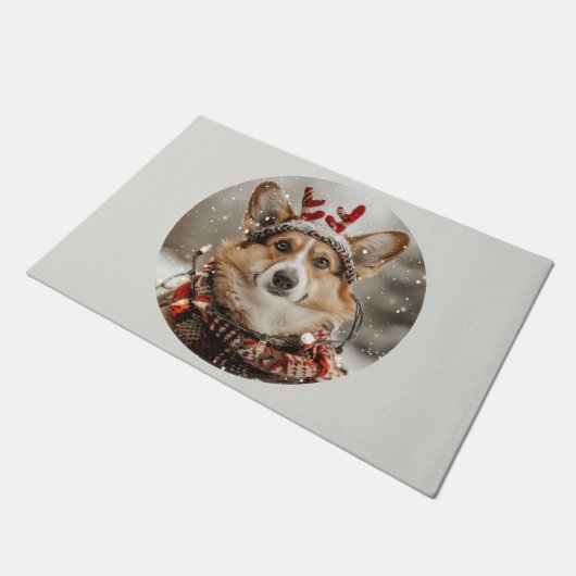 Frohe Weihnachten Pembroke Welsh Corgi Dog Fußmatte (Schrägansicht)