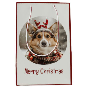 Frohe Weihnachten Pembroke Welsh Corgi Dog Mittlere Geschenktüte
