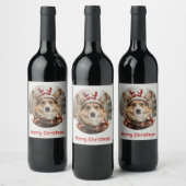 Frohe Weihnachten Pembroke Welsh Corgi Dog Weinetikett (Flaschen)