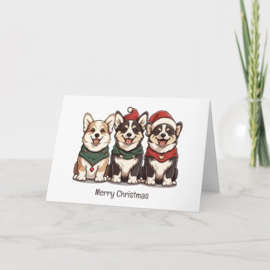 Frohe Weihnachten Pembroke Welsh Corgi Hunde (Vorderseite)