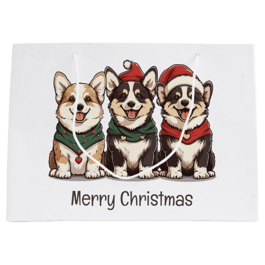 Frohe Weihnachten Pembroke Welsh Corgi Hunde Große Geschenktüte (Vorderseite)